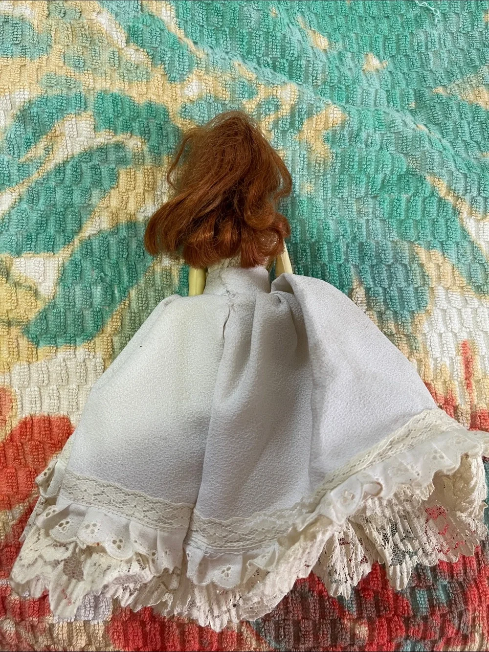 Vintage White-Lace Fashion Doll with Red Hair